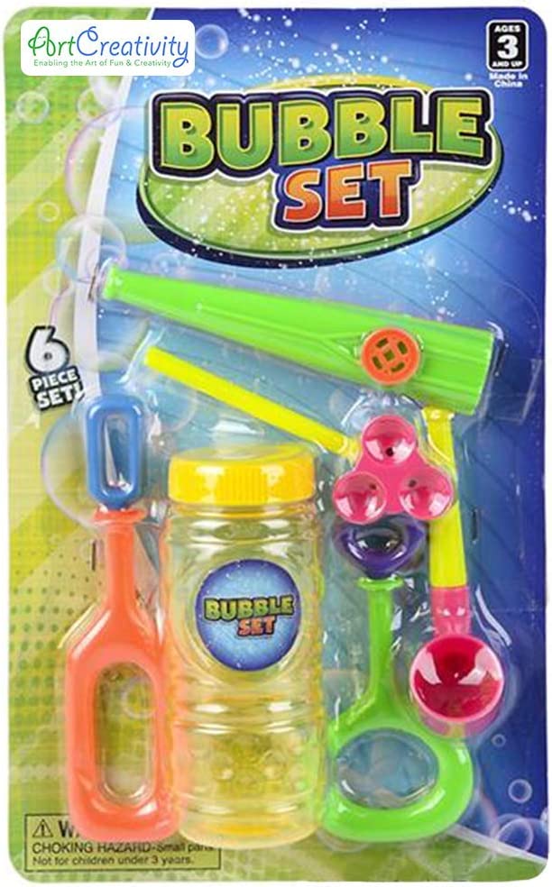 6-Piece Bubble Toys Set for Kids Bubble Blowing Play Set with 5 Assorted Wands And Bubble Solution