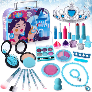 28PCS Washable Real Makeup Kit with Cosmetic for Girls