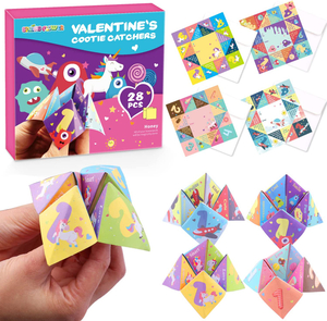 28 Cootie Catcher Valentine's Cards with Envelopes for Kids
