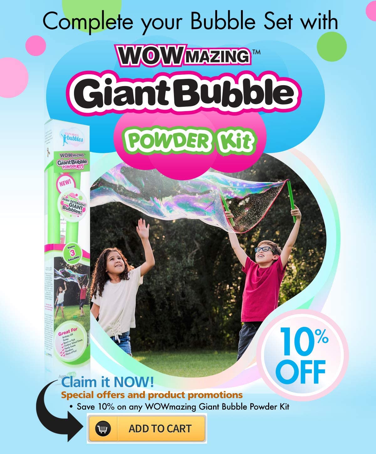 Big Bubble Refill Powder Mix (6 Packets) Turns Dish Detergent into Giant Bubbles