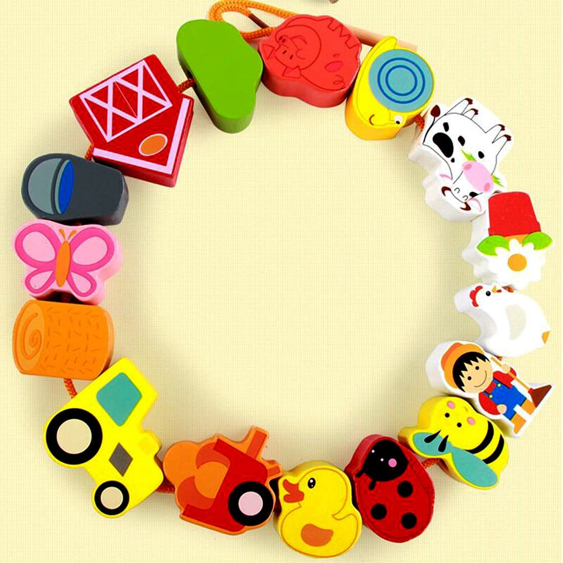 Early Educational Toys String & Lacing Beads Games Farm Toy Set