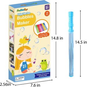 12 Packs 14" Big Bubble Wands Pack Assorted Colors for Outdoor