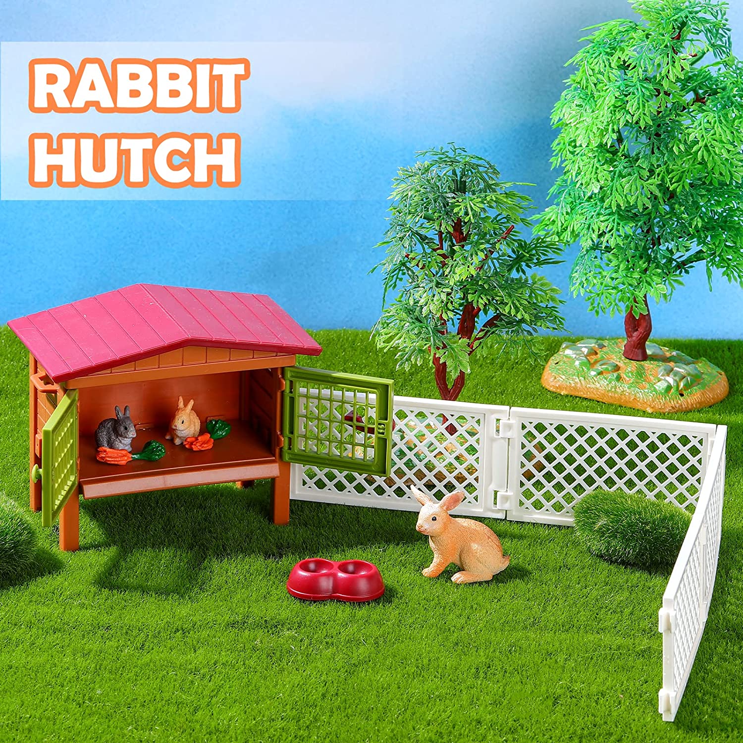 Toy Animal Figures Barnyard Carrot Bunny Hutch Farmhouse Country Toys